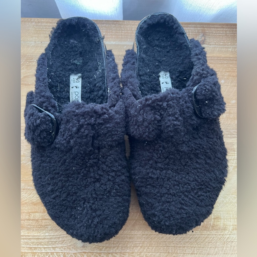 Birkenstocks Papillio Boston Big Buckle Flex Platform Shearling Teddy Black - Picture 4 of 12